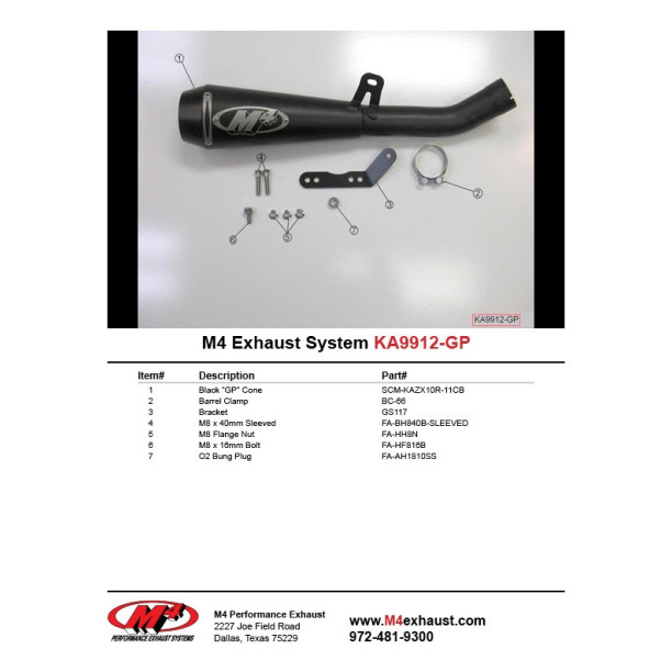 M4 Black GP Slip-On Exhaust 2011-2015 Kawasaki ZX-10R