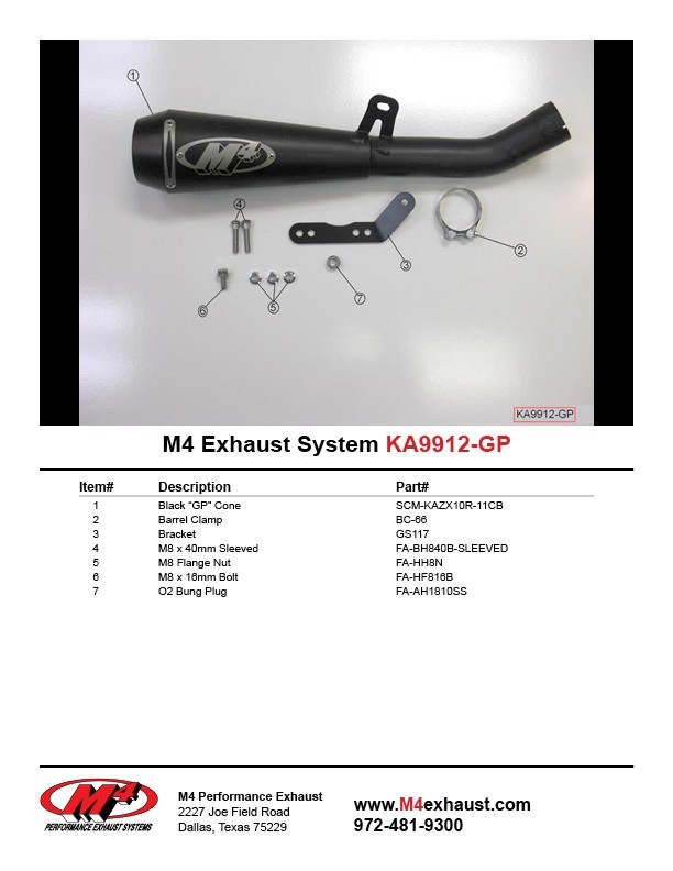 M4 GP Mount Slip On Exhaust 2011-2014 Kawasaki ZX-10R Titanium or 