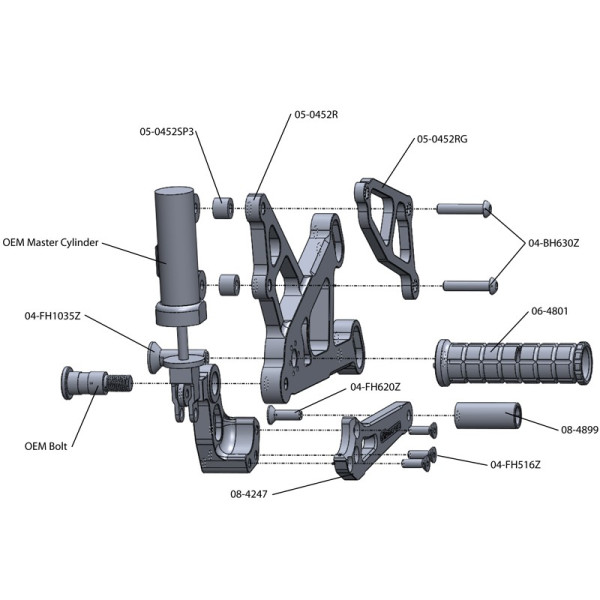 Woodcraft Rearset Kit - Yamaha YZF-R1 (2009-2014)