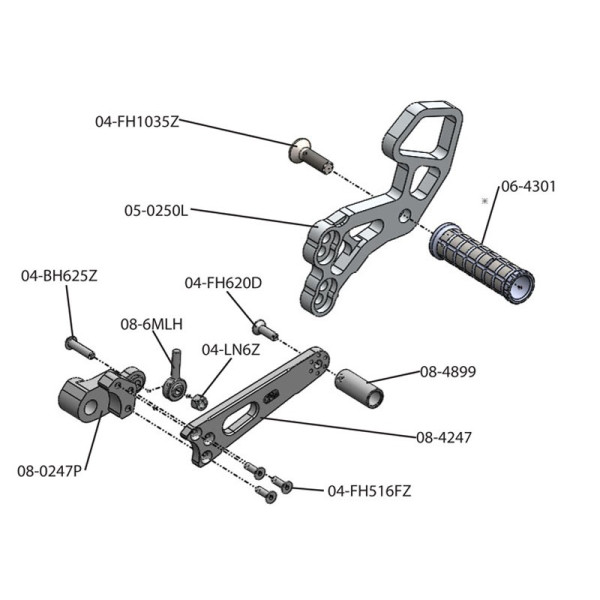 Woodcraft Rearset Kit - Suzuki GSX-R1000 (2009-2016) and GSX-R600/750 (2011-2023)