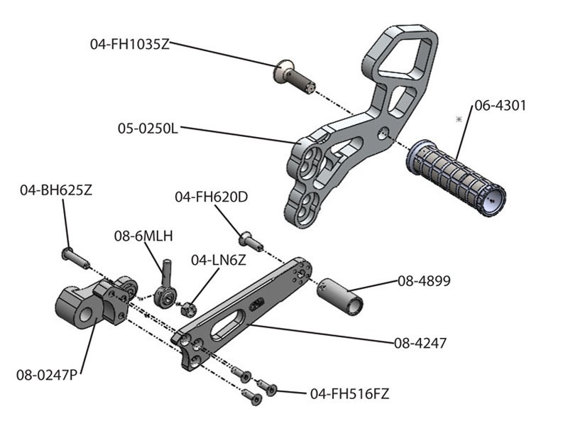 Woodcraft Rearset Kit - Suzuki GSX-R1000 (2009-2016) and GSX-R600/750 (2011-2023)