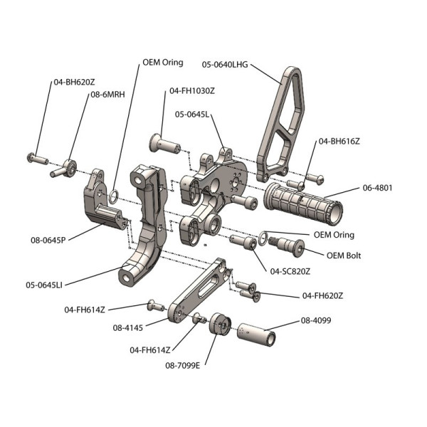 Woodcraft Standard Shift Rearset Kit - Ducati Panigale 899 / 959 / 1199 / 1299
