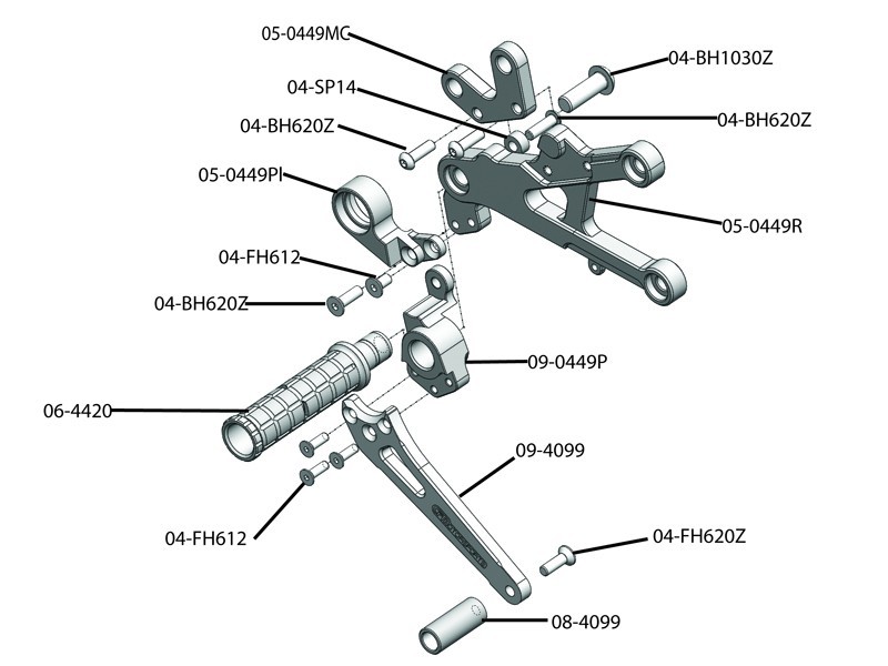 Woodcraft Standard Shift Rearset Kit - Yamaha YZF-R6 (2006-2016)