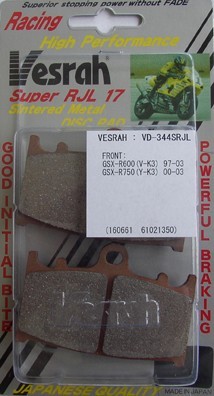 VESRAH VD-344 SRJL-17 BRAKE PAD KIT FOR SUZUKI GSXR600 AND GSXR750