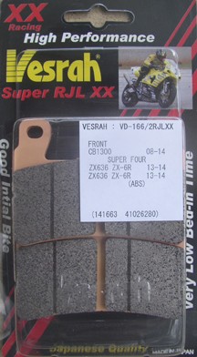 VESRAH VD-166/2SRJL-XX BRAKE PAD KIT FOR HONDA CBR1300 / KAWASAKI