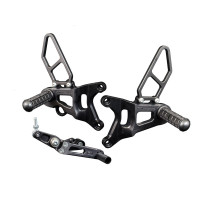 Woodcraft Adjustable Rearset Kit - Black w/ Shifter - MV Agusta F3 / Brutale 675 / 800RR