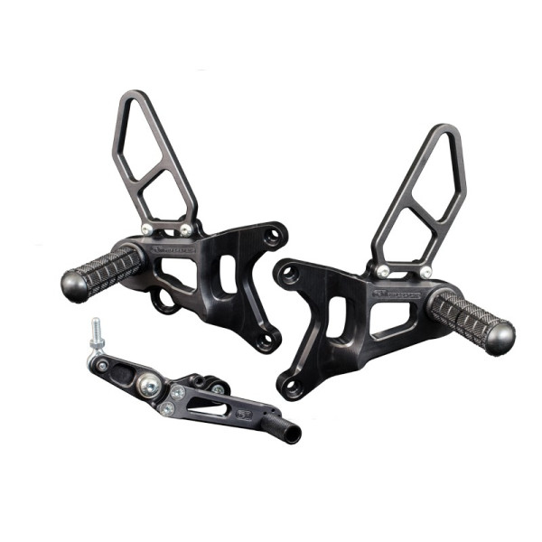 Woodcraft Adjustable Rearset Kit - Black w/ Shifter - MV Agusta F3 / Brutale 675 / 800RR