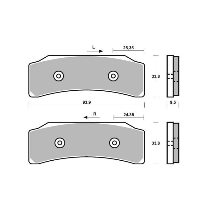 SBS Dual Sinter Brake Pads-Brembo Superbike Racing Calipers DX/ SX - 909DS SBS Dual Sinter Brake Pads-Brembo Superbike Racing Calipers DX/ SX - 909DS