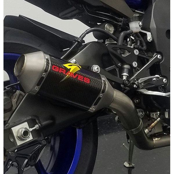Graves Motorsports Yamaha R1 Full Titanium Exhaust System with Carbon Fiber 200mm Silencer