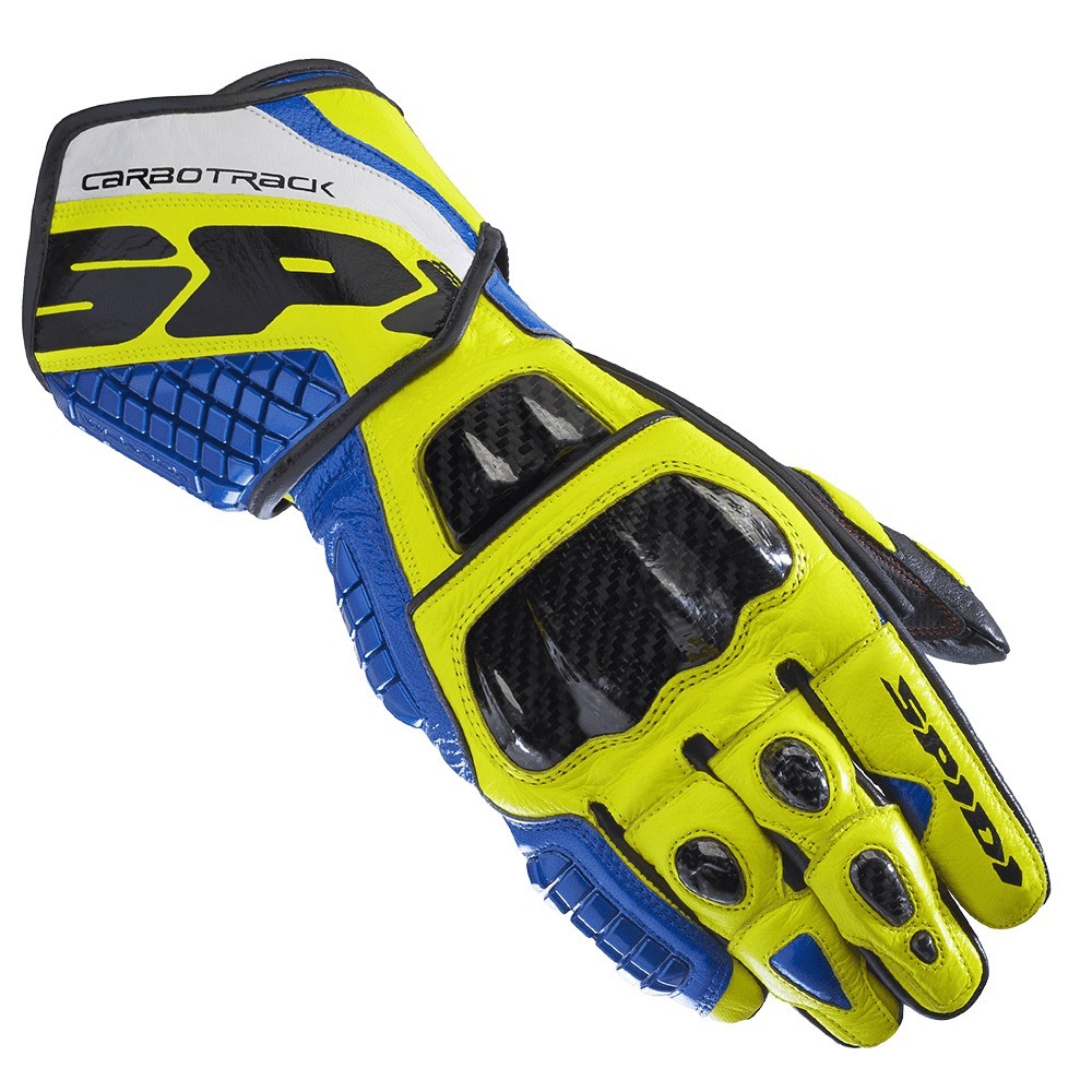 Spidi Carbo Track Replica Leather Gloves-Blue Yellow