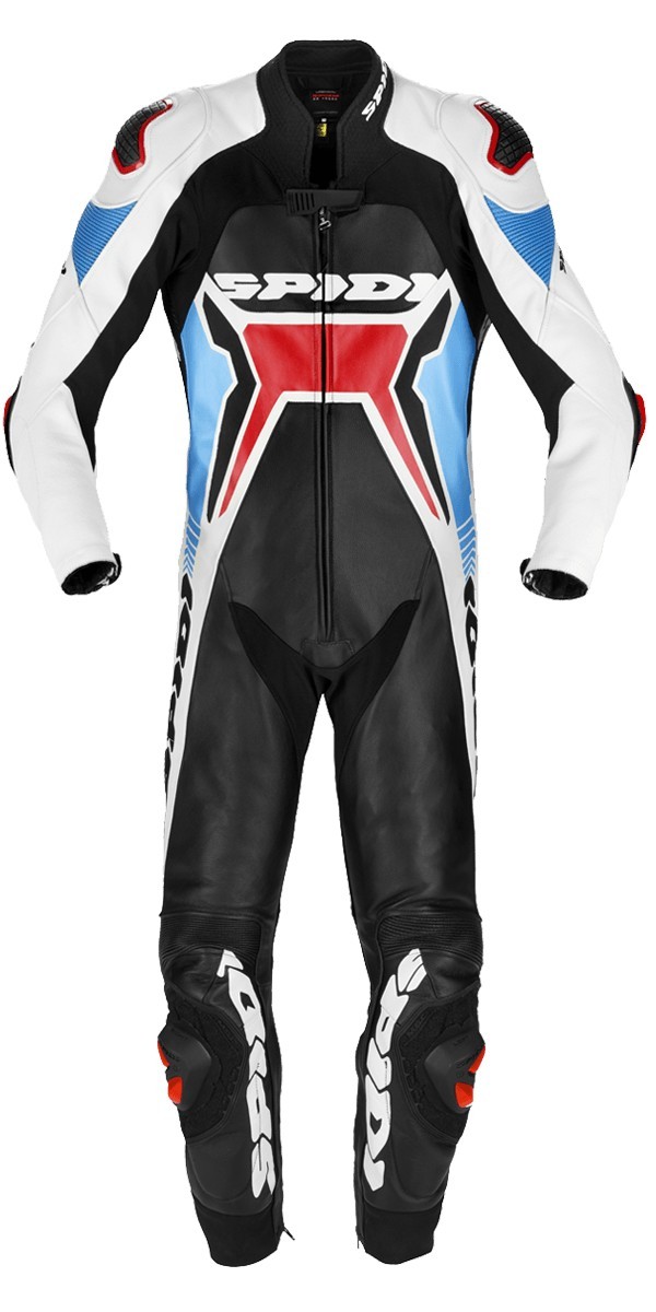 Spidi Warrior 2 Wind Pro Leather Race Suit - Red /  Light Blue